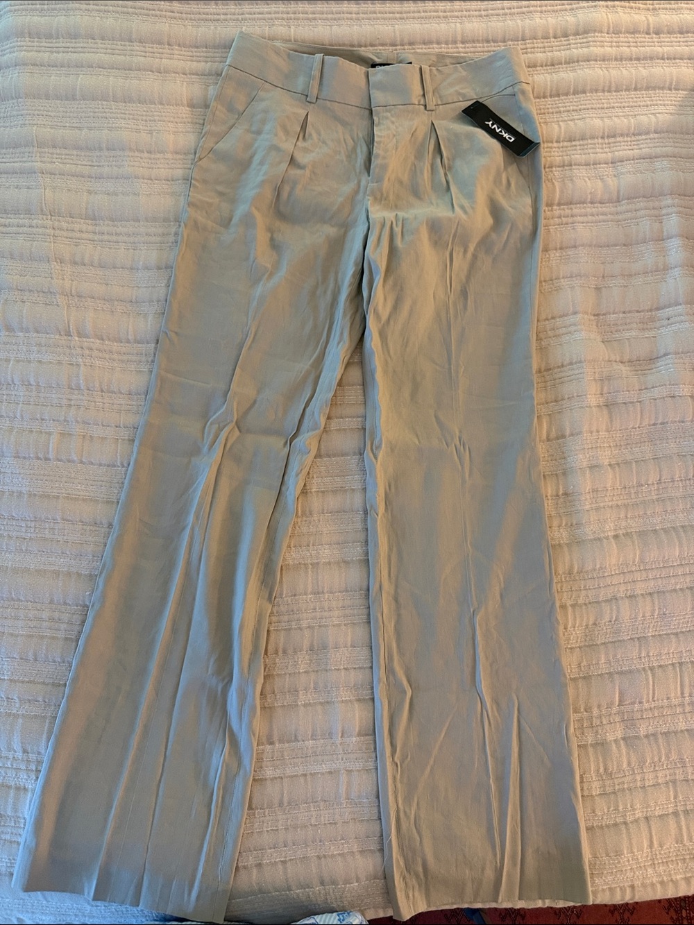 DKNY Beige linen chino Wide-Leg Tailored Pants
